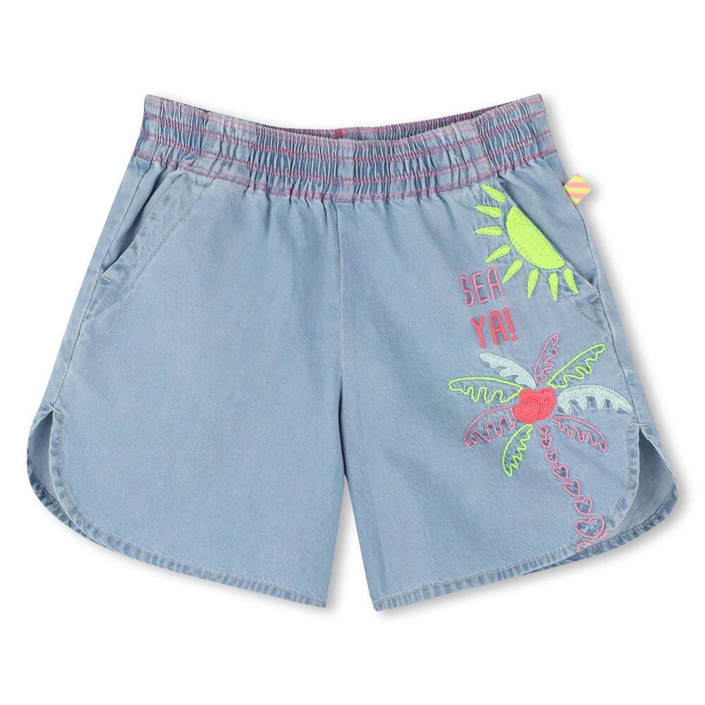 NEW BILLIEBLUSH girls palm tree denim shorts in blue